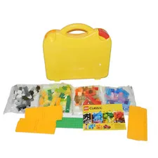 Vtg  Lego Storage Carry Case Red and Yellow with Dividers Full of Legos