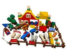 1980s-90s LEGO DUPLO Farm & Animal Lot: Tractors, Tree, Fences - Vintage