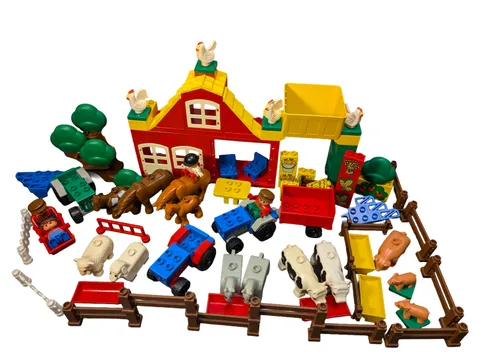 1980s-90s LEGO DUPLO Farm & Animal Lot: Tractors, Tree, Fences - Vintage