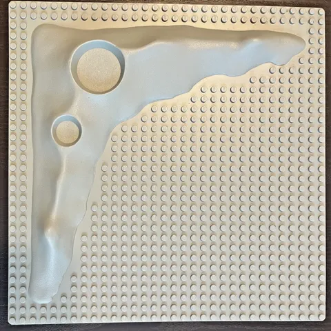 Vintage 1980s  LEGO Base Plate – Lunar Space Crater Moon Raised, Gray – 3947a