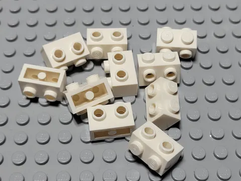 New LEGO Lot of 10 White 1x2 Bricks with Studs on Both Sides