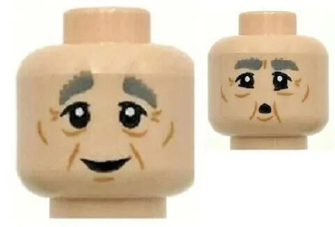 Lego 76388 Mr Flume Minifig HEAD Light Nougat Gray Eyebrows Smile/Whistling D161