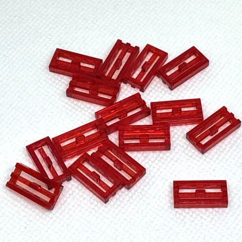 LEGO Parts - Trans-Red Tile 1 x 2 Grille - No 2412b - QTY 15