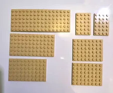 Lot of 7 Beige Lego Baseplates 4X  6X