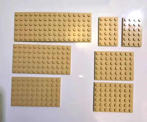 Lot of 7 Beige Lego Baseplates 4X  6X