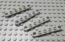 LEGO Lot of 4 Light Gray 1x6 Technic Plate Pieces with End Holes