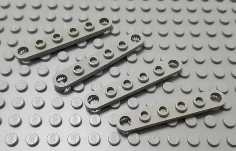 LEGO Lot of 4 Light Gray 1x6 Technic Plate Pieces with End Holes