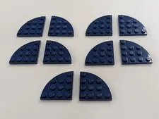 Lego x10 New Dark Blue Plate, Round Corner 4 x 4 # 30565