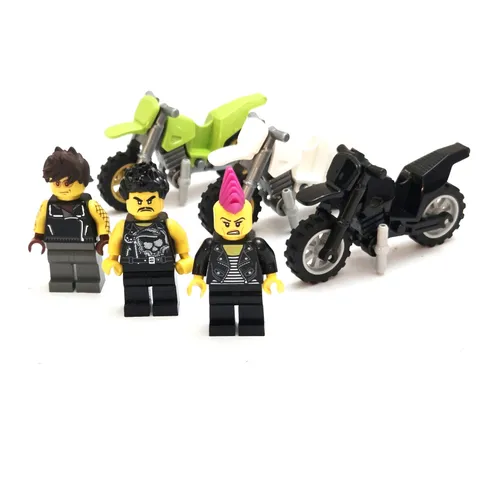 LEGO Motorcycle Dirt Bike Lot 3 Bikes Punk Biker Minifigures City Off Road Ride