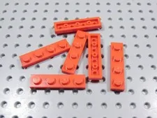 LEGO Lot of 6 Red 1x4 Plates BD