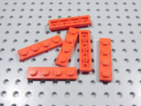 LEGO Lot of 6 Red 1x4 Plates BD