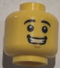 LEGO - Minifig, Head Black Eyebrows Chin Dimple, Open Mouth Smile with Teeth
