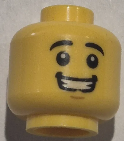 LEGO - Minifig, Head Black Eyebrows Chin Dimple, Open Mouth Smile with Teeth