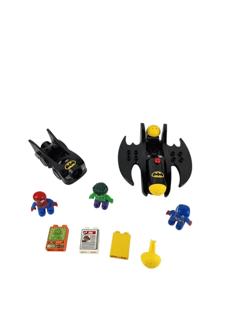 Lot of Lego Duplo Marvel DC Superheroes Figures Vehicles Batmobile Hulk
