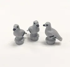 New LEGO Animal Birds Lot - Light Gray Pigeon Bird x3 - 60473 11371 60469 60506