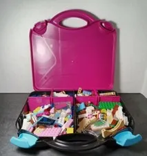 LEGO Pink Hard Carrying Case with Dividers Filled with Girl Colored Legos