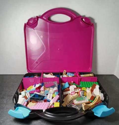 LEGO Pink Hard Carrying Case with Dividers Filled with Girl Colored Legos