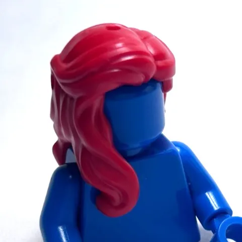 Lego - Minifigure Hair - Red, Female, Wavy, Long, Over Shoulder, Curls