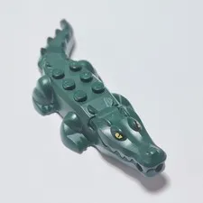 LEGO Minifig Alligator Crocodile 20 Teeth Yellow Eyes Pattern 18904 Tail Moves