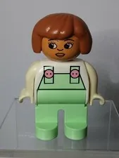 Lego Duplo Woman Girl Mom Green Overalls Brown Hair Toy Figure