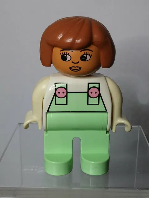 Lego Duplo Woman Girl Mom Green Overalls Brown Hair Toy Figure