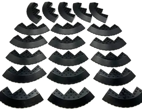 Lego 20 New Black Bricks Round Corner 10 x 10 with Slope 33 Edge Axle Hole Piece