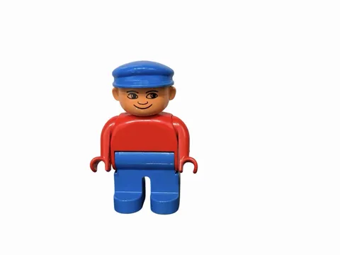 Lego Duplo Vintage 1980’s Male Figure Blue Legs Red Top Blue Cap