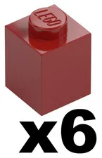 Lego New Mosaic Part 3005 - Qty 6 - BRICK Dark Red 1 x 1 Stud Pieces D925