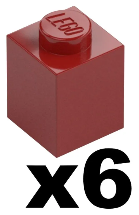 Lego New Mosaic Part 3005 - Qty 6 - BRICK Dark Red 1 x 1 Stud Pieces D925