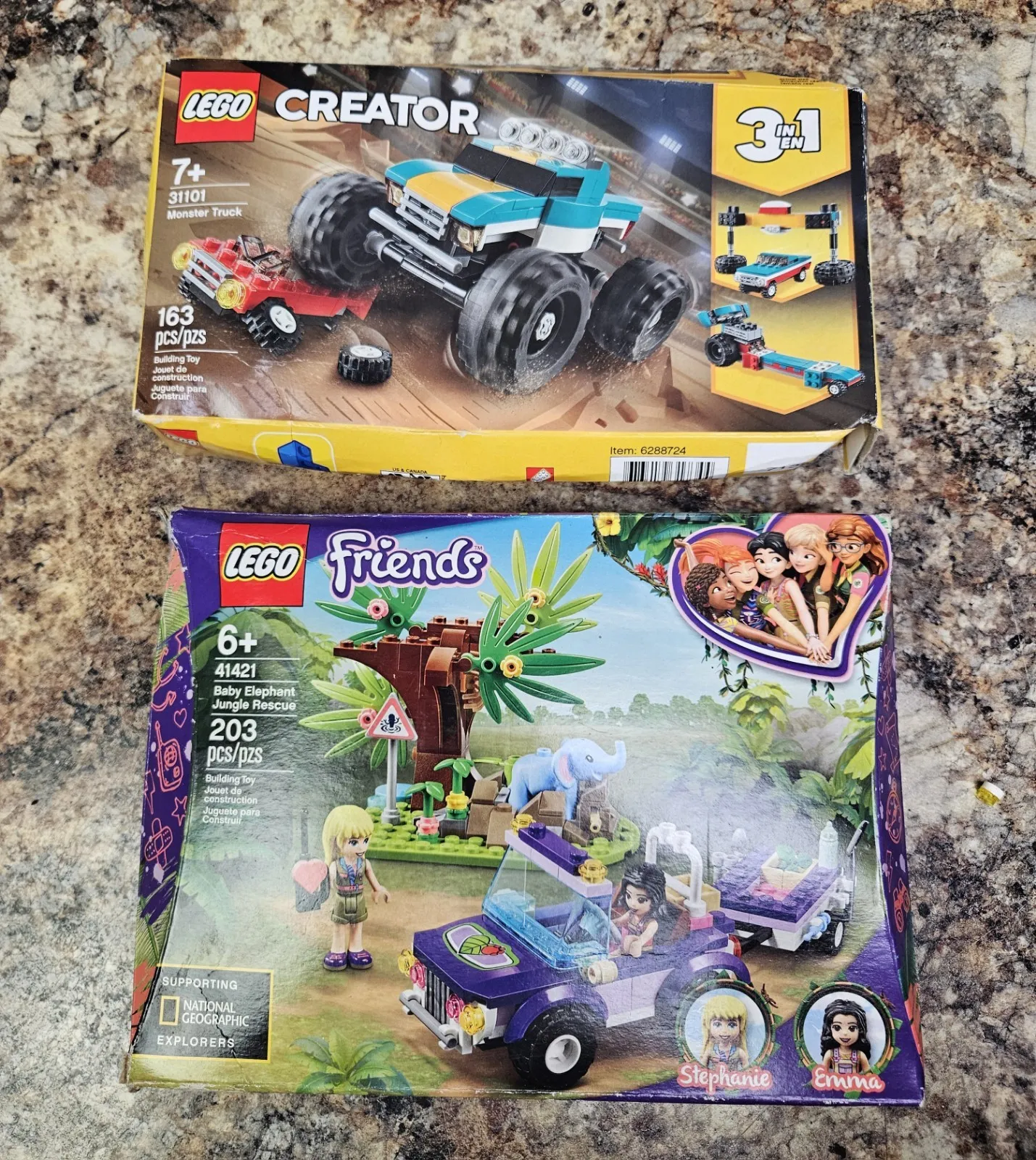 2 OPENED DAMAGED BOX LEGO SETS 31101 & 41421 MAY BE INCOMPLETE, WITH MINI FIGS
