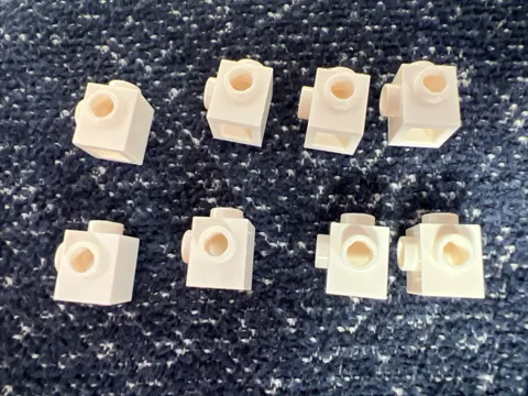 LEGO 26604 White Brick, Modified 1 x 1 with Studs on 2 Sides, Adjacent 8 Pieces
