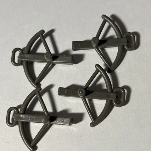 (4)LEGO Part 2570 MINIFIGURE CROSSBOW Dark Gray AUTHENTIC MINIFIG WEAPON VTG