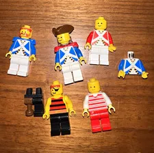 LEGO Minifigure Lot of 6 w/ Accessories Mixed Parts Classic Pirate Striped