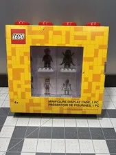 LEGO Clear Display Case 8x Mini Figure Storage Red Stackable Top Gray Bases NEW