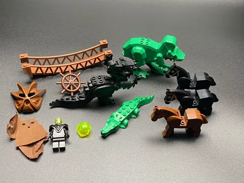 Lot of LEGO Animals, Horses, Classic Black Dragon, Crocodile, T-Rex, ETC.