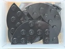 LEGO Parts - Black Plate, Round Half 3 x 6 with 1 x 2 Cutout - No 18646 - QTY 5