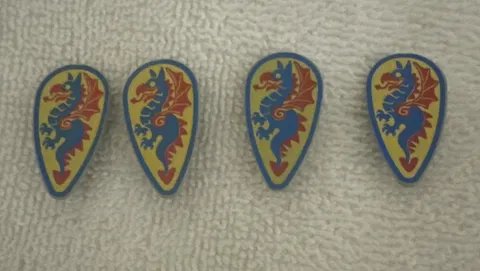 Lego #61 Dragon red blue yellow oval Lot X 4 shields 6086 6078 6057 1971.