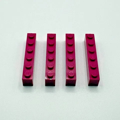 LEGO 1x6 Brick Part 3009 - (4pcs) Magenta