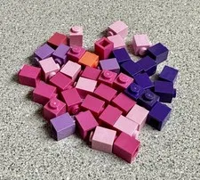 Genuine Lego 42 Pieces Pink Purple Brick 1x1 Bulk Building Parts Lot 3005 Mixed