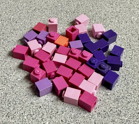 Genuine Lego 42 Pieces Pink Purple Brick 1x1 Bulk Building Parts Lot 3005 Mixed