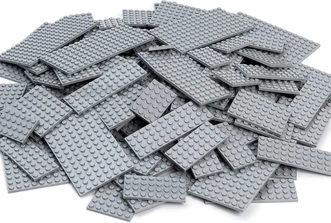 110-Piece Classic Baseplates in Light Grey - 11 Sizes for MOC Creations