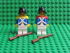 Lot 2 Lego Imperial Guard Minifigs Pirates Soldier Blue Coats rifle WH54