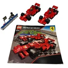 Lego Racers Ferrari RACERS Set #8168 Dual Pair Red Race Cars + Manual EUC