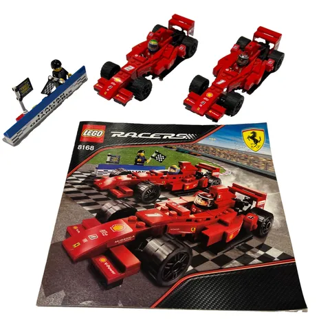 Lego Racers Ferrari RACERS Set #8168 Dual Pair Red Race Cars + Manual EUC
