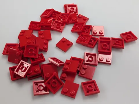 LEGO x50 New Red Tile, Modified 2 x 2 with Studs on Edge (33909)