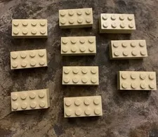 Lego Tan 2x4 Brick Lot. 10 Pieces. Used