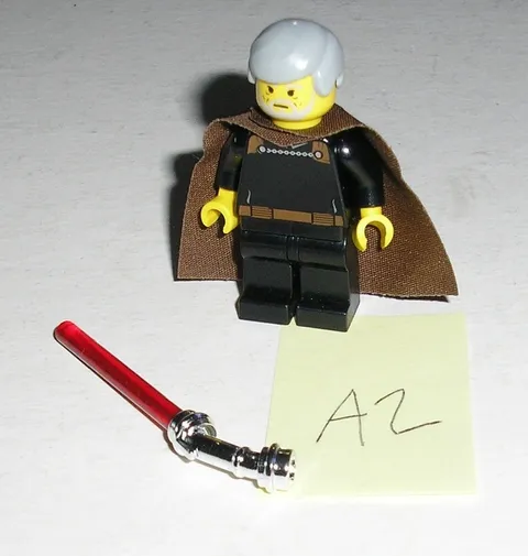 2002 Lego Star Wars COUNT DOOKU w/ Light Gray Smooth Hair Minifigure 7103 *A2*