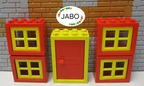 A7/10) LEGO 4x 4132 Window 2x4x3 Red Grille Yellow Door 4130 4131 Yellow Red 2x4x5