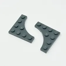 35044 LEGO Parts Plate Modified 4x4 w/ Curved Cutout DARK BLUISH GRAY (2)
