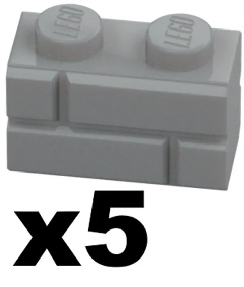 Lego Part 98283 BRICK Masonry Light Bluish Gray / Stone Gray 1 x 2 Qty 5 LG01